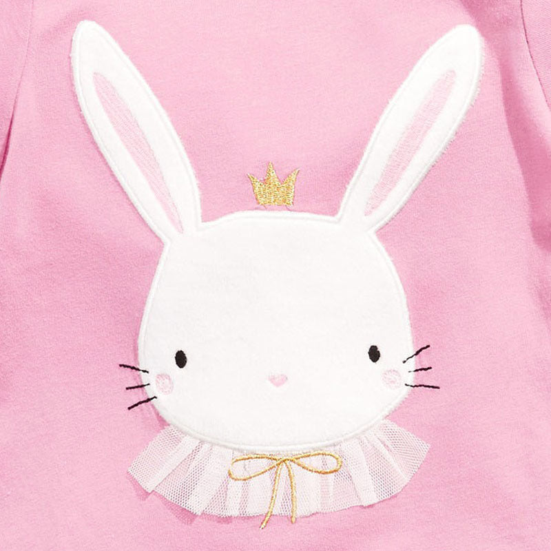 Crown Rabbit Pattern Little Girl Tops