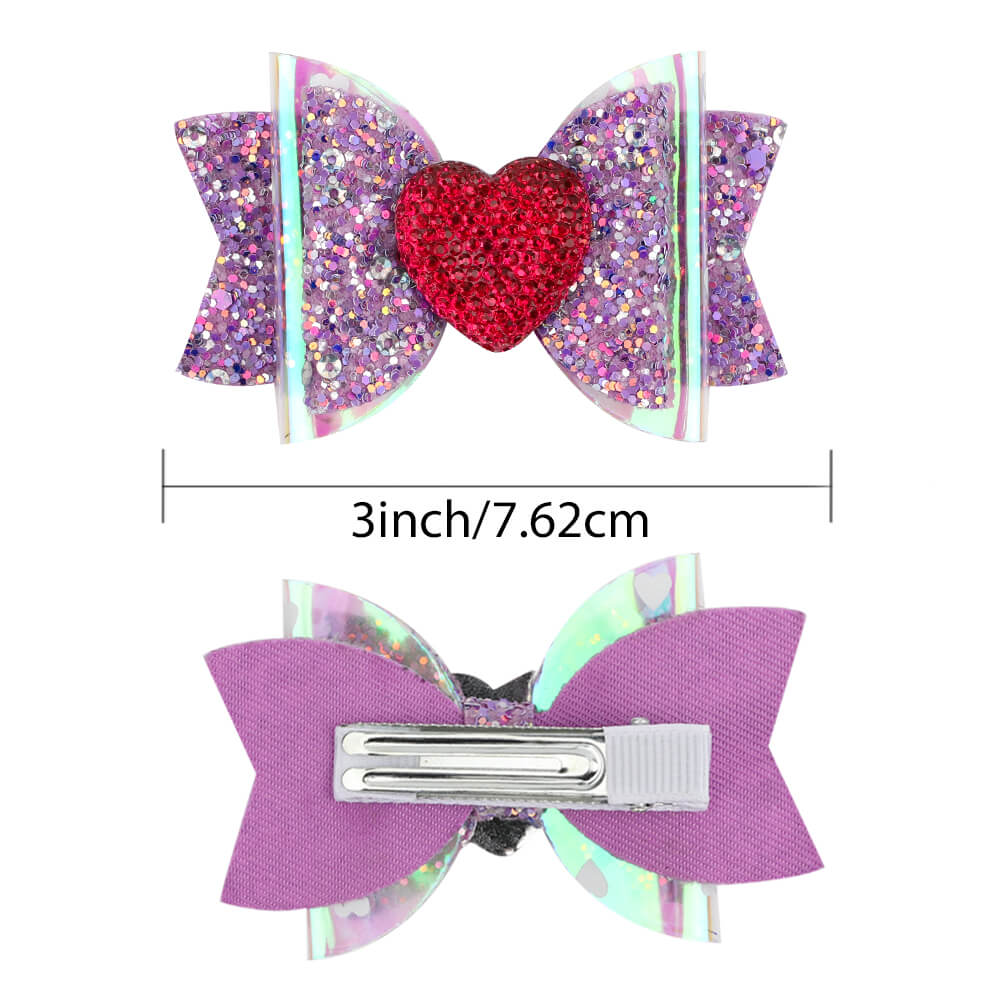 cnhairaccessories Love Heart Pink Ribbon Hair Bows Red