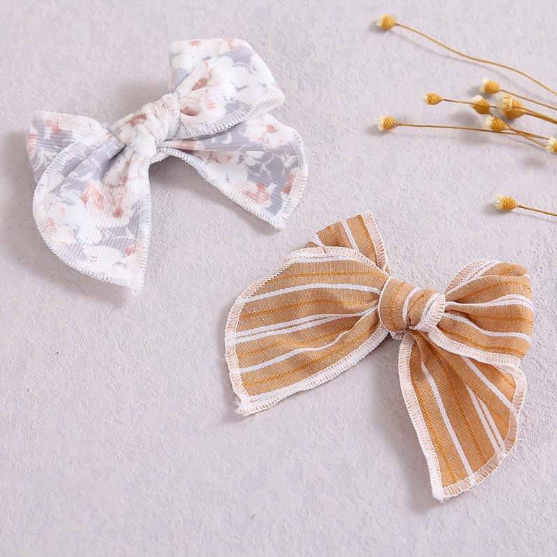 4'' Flower Striped Handmade Fable Bows