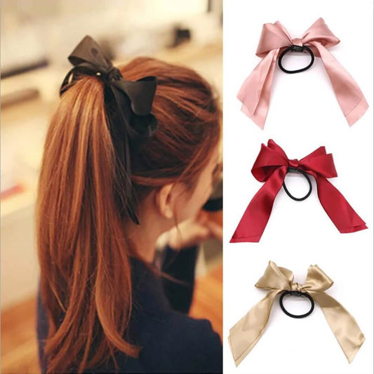 Large Satin Bow Hair Ropes for Girls