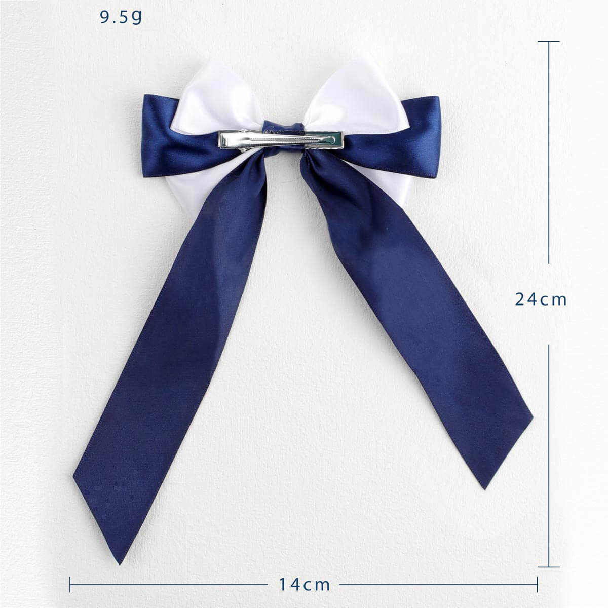 5.5'' White Navy Satin Hair Bows
