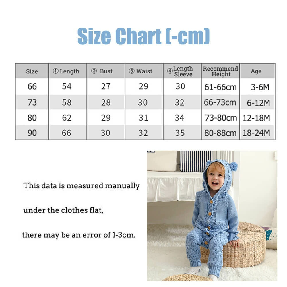 Furry Ball Hooded Knitted Baby Romper