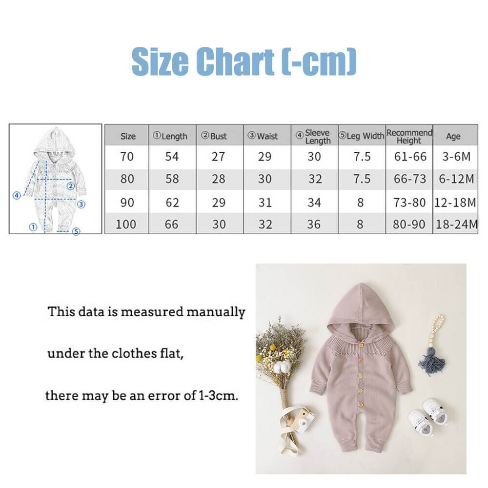 Light Color Hooded Knitted Baby Romper