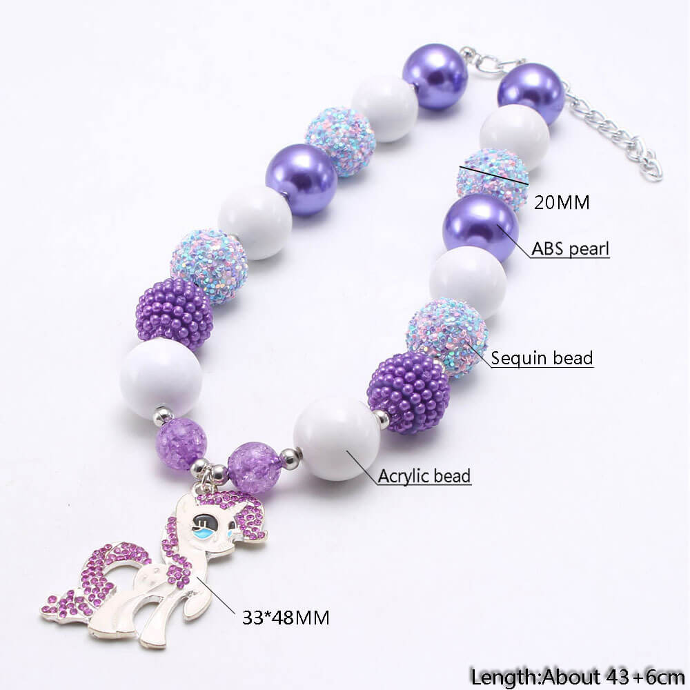 Cute Unicorn Crystal Beads Necklace