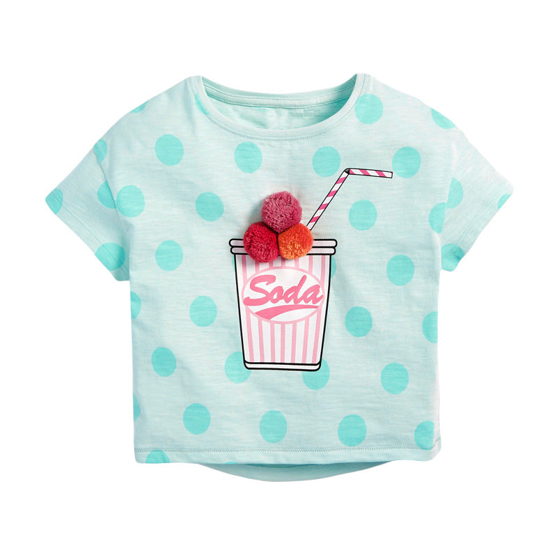 Soda Drink Print Girl Summer Tops