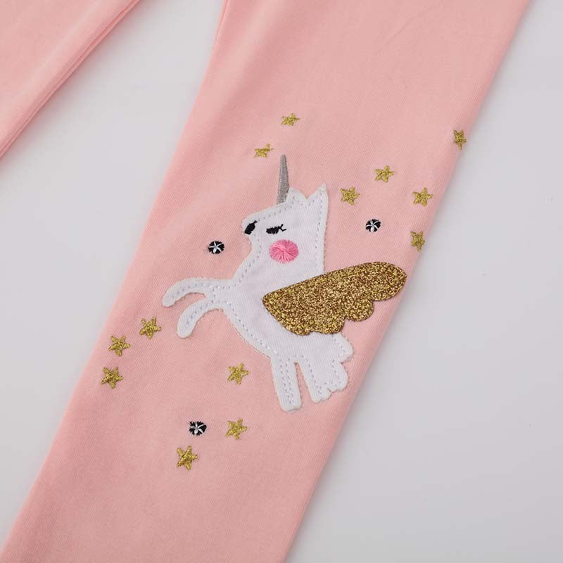 Embroidered Unicorn Star Girl Leggings