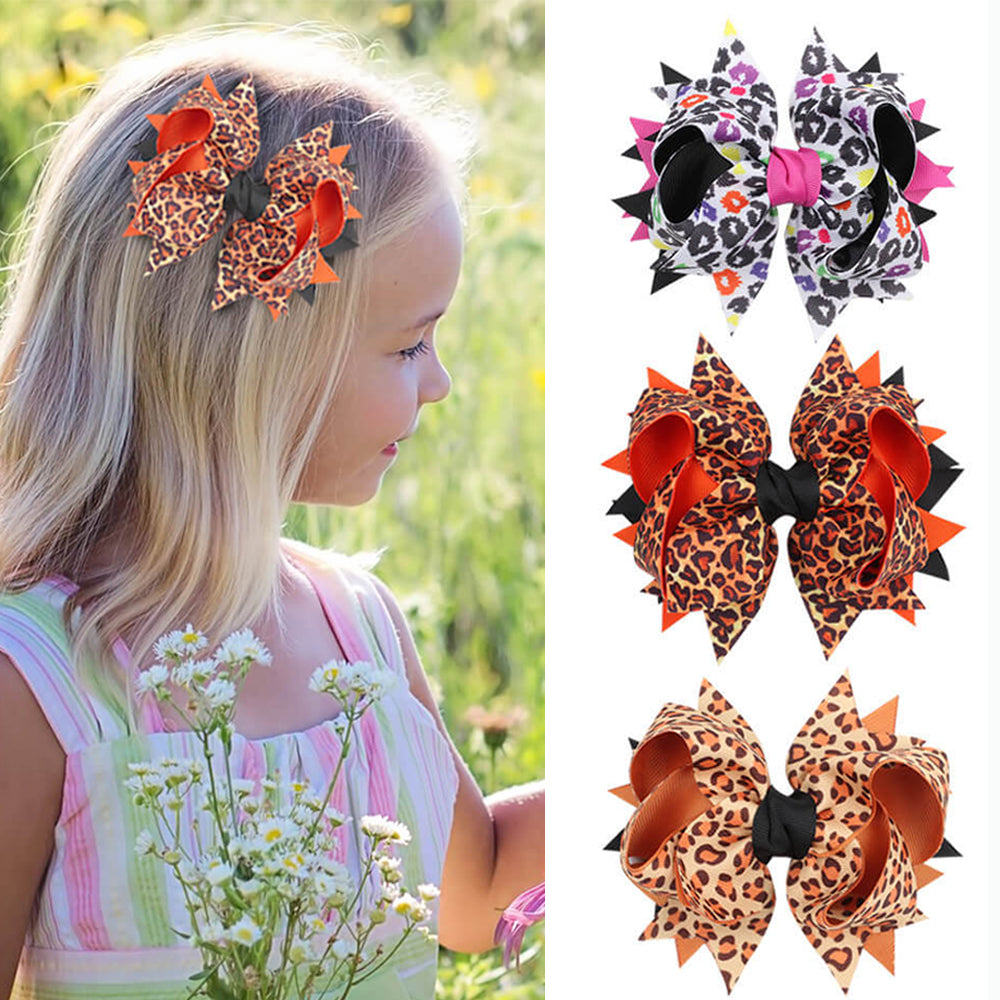 Leopard hair bows